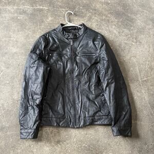 Apt. 9 Moto Jacket Mens S Black Biker Full Zip Riding Retro Snap Collar
